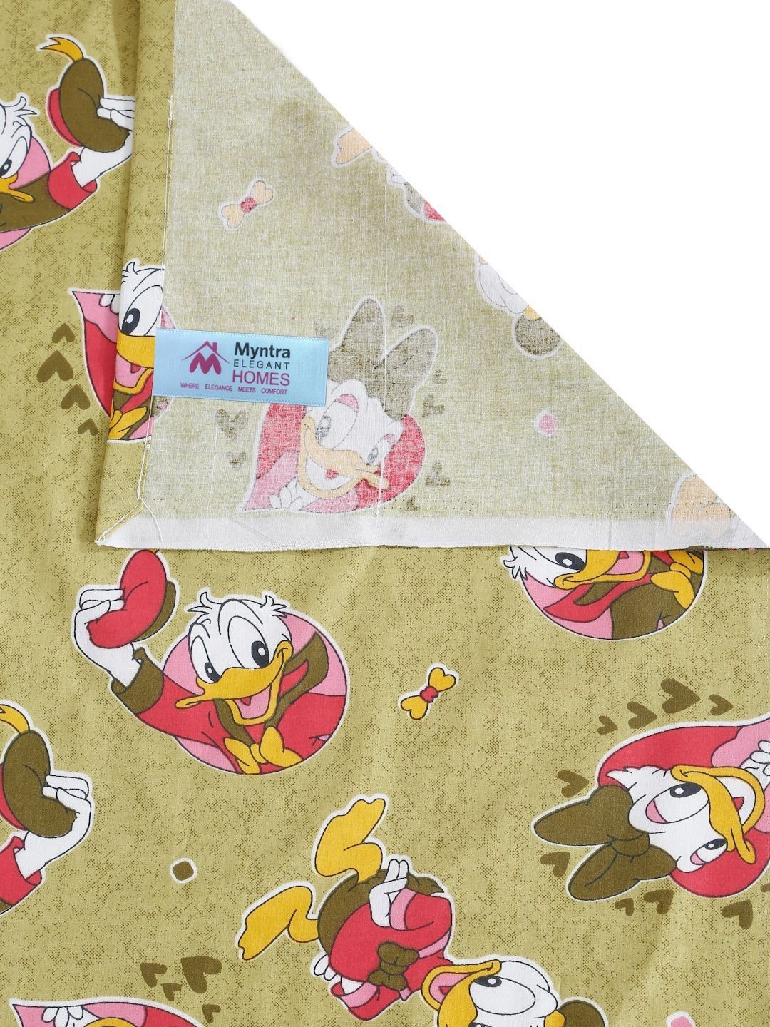 Myntra Elegant Homes Gaya Hidup Watak Kartun Hijau Kapas Tulen Mesra Kulit 400 TC Cadar Superfine King dengan 2 Sarung Bantal-98 x 89 inci