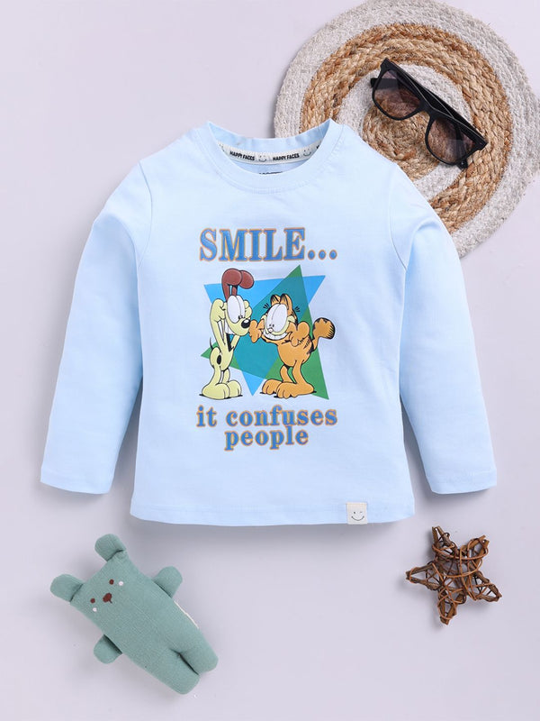 Happy Faces Boys Garfield Printed Pure Cotton T-shirt