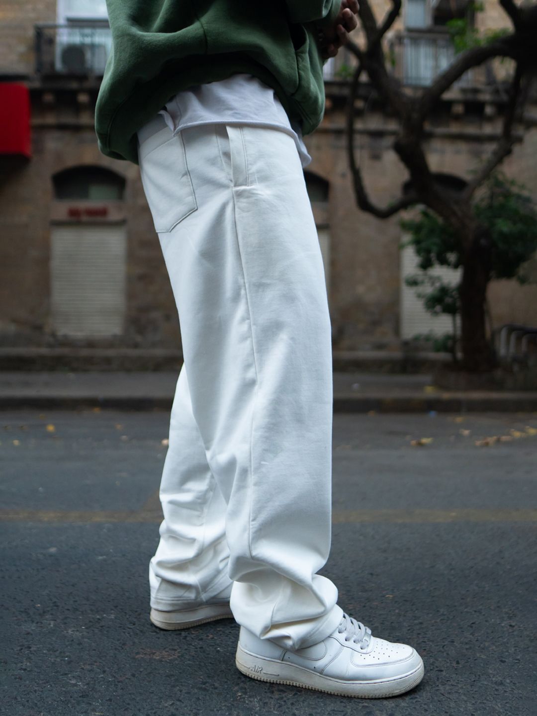 Powerlook Men Off-White Baggy Fit Track Pant