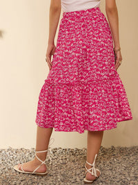 Berrylush Floral Printed A-Line Midi Skirt