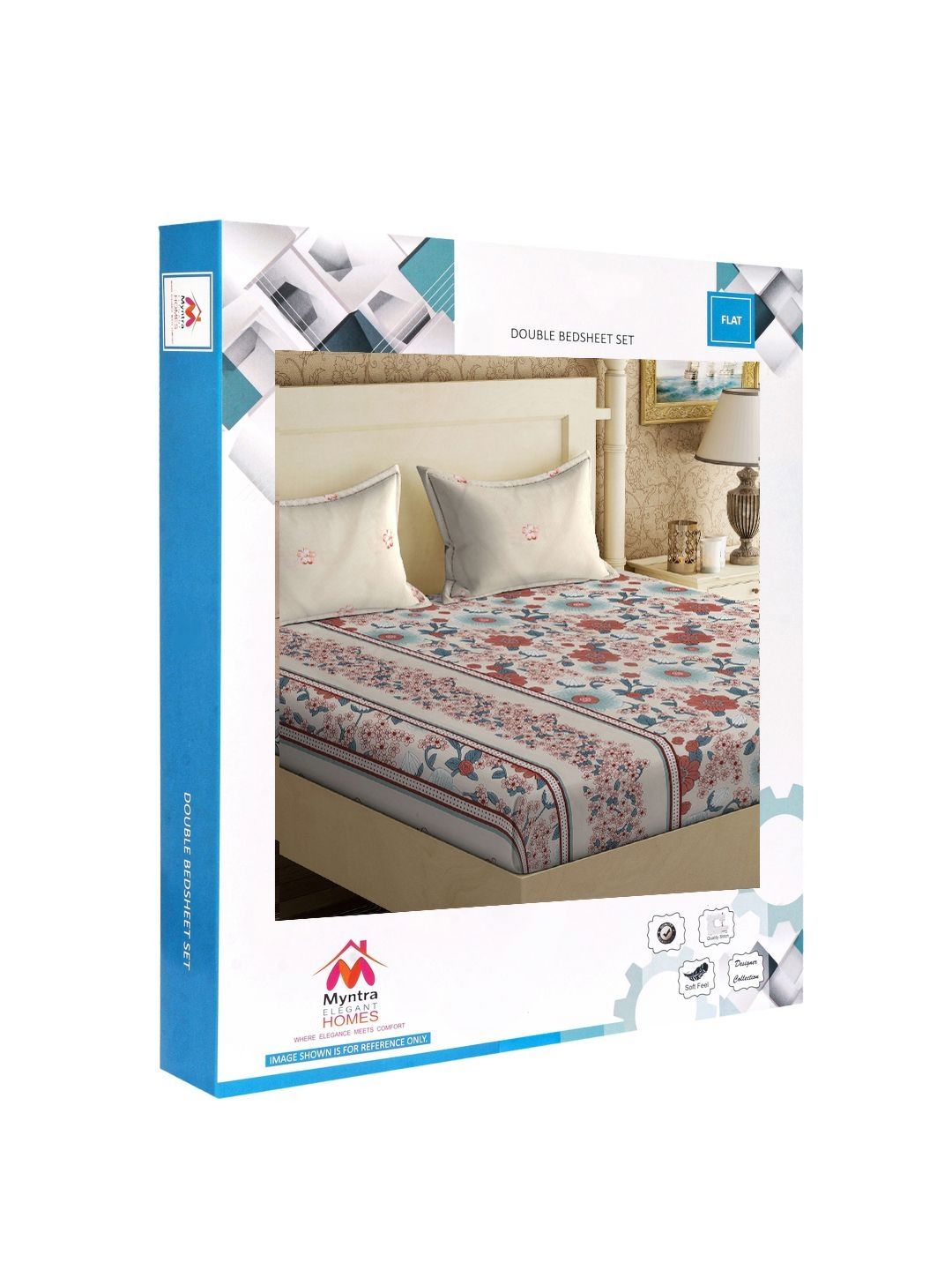 Myntra Elegant Homes Book Fold Grey & Rust Printed 300 TC King Bedsheet Set 2.5 x 2.25 m
