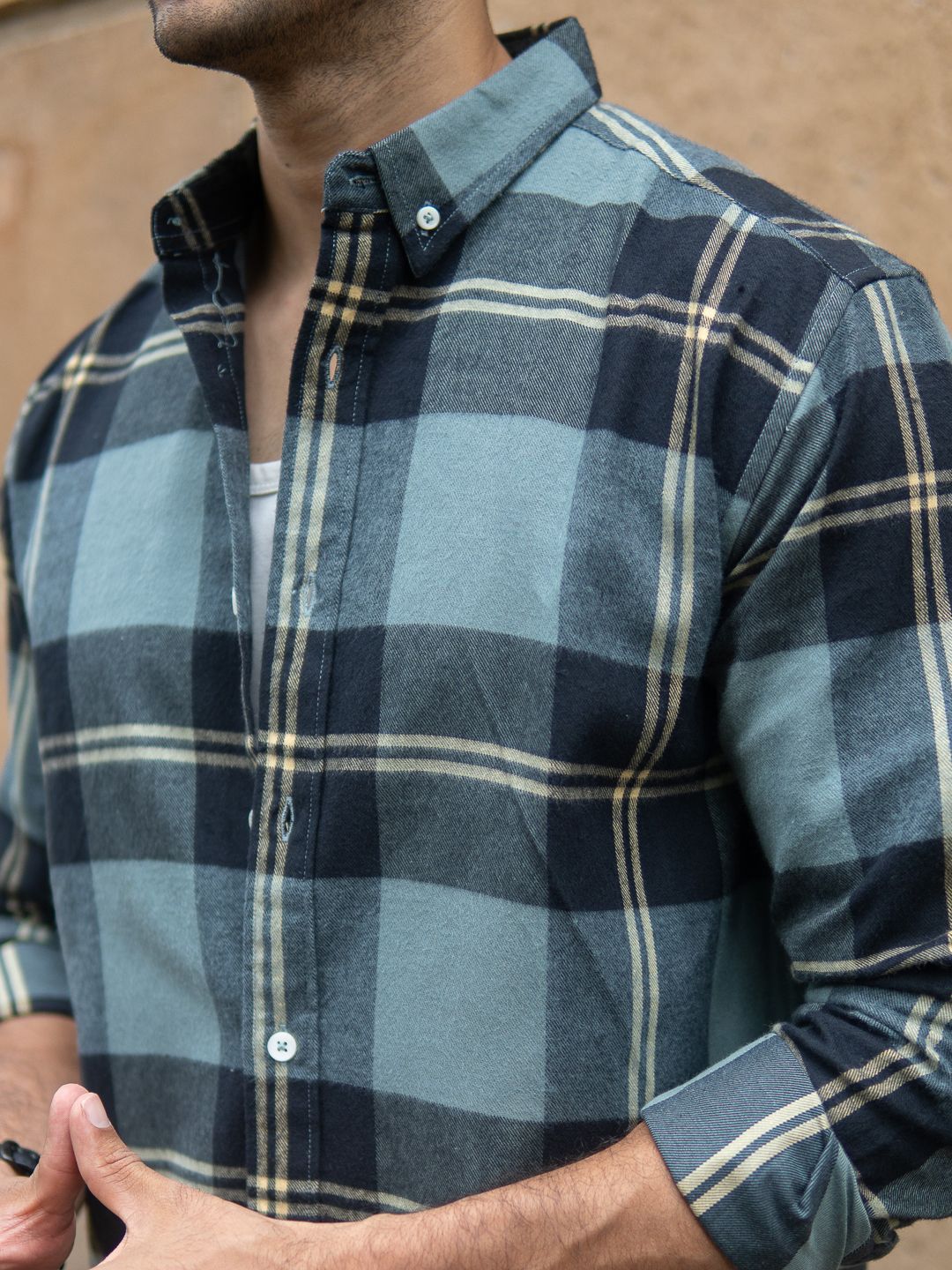 Powerlook SS25 Flannel Tartan Checked Pure Cotton Casual Shirt