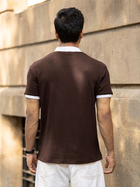 Powerlook Men Self Design Polo Collar T-shirt