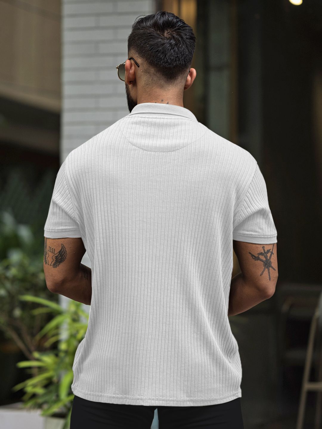 Powerlook Men Self Design Polo Collar Cotton T-shirt