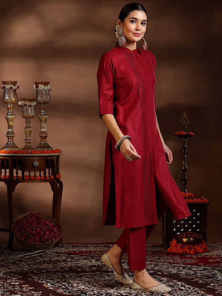 Libas Pleated Kurta with Trousers & Dupatta