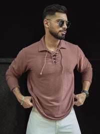 Powerlook Men Self Design Polo Collar T-shirt