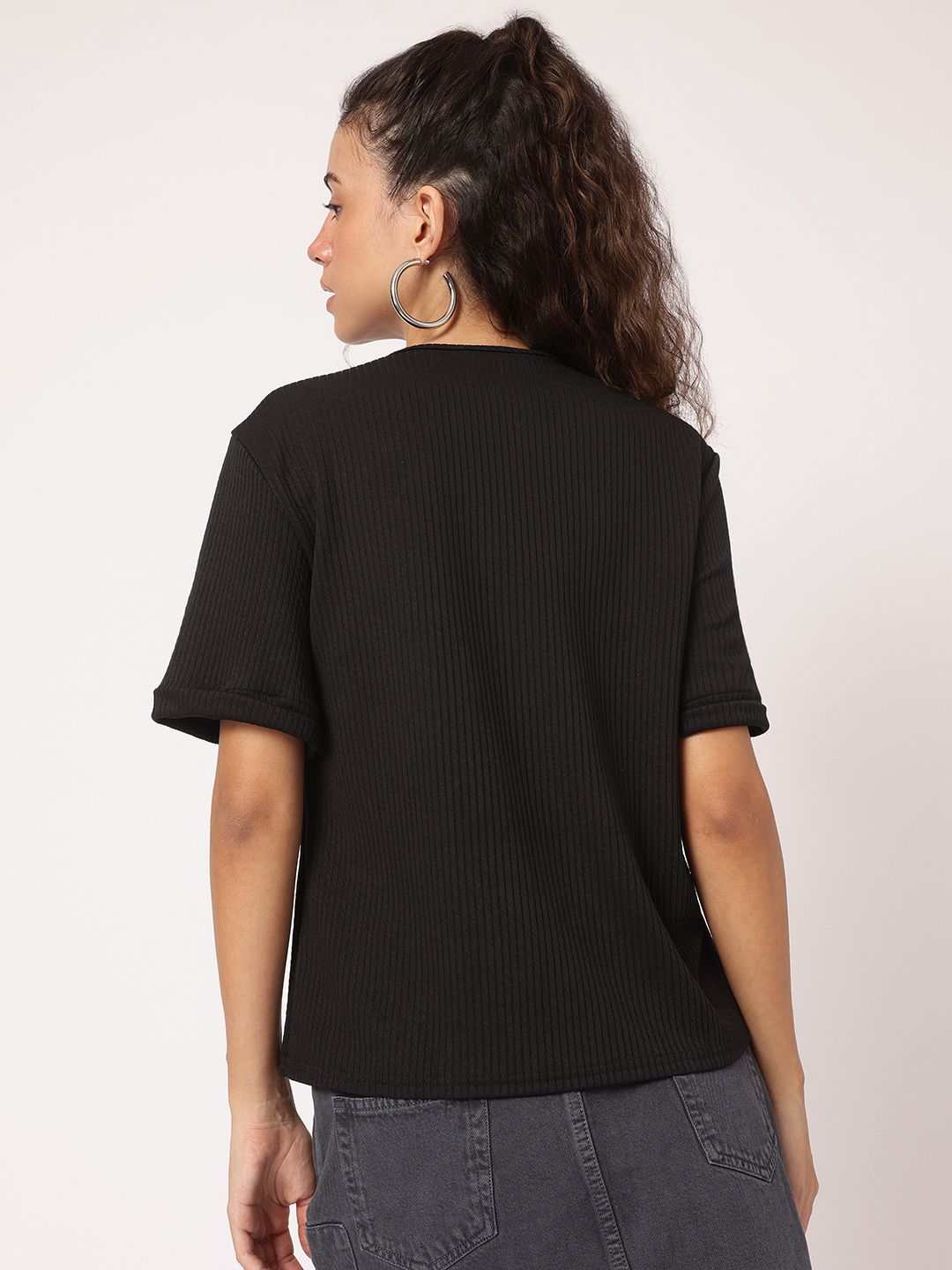 DressBerry Twisted Turn Cut Out Detail Ribbed Top