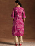 Libas Floral Printed Notch Neck Sequinned A-Line Kurta
