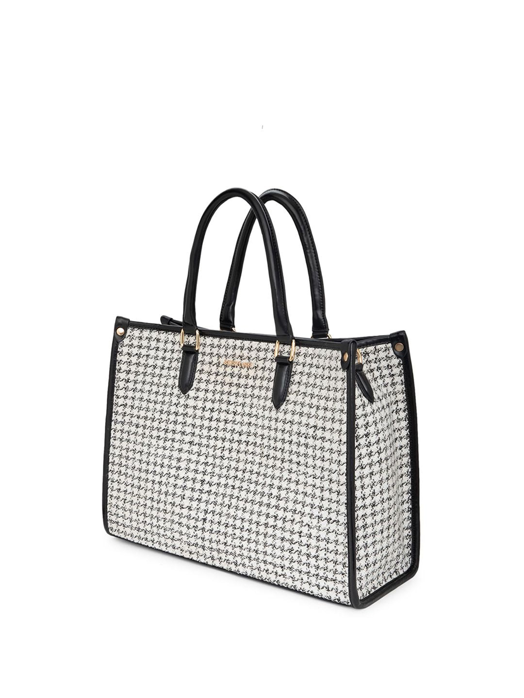 Berrylush Checked Structured Tote Bag with