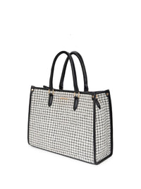 Berrylush Checked Structured Tote Bag with