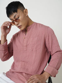 VASTRADO Men Striped Thread Work Jacquard Kurta