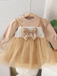 YK Girls Fit & Flare Bow Dress