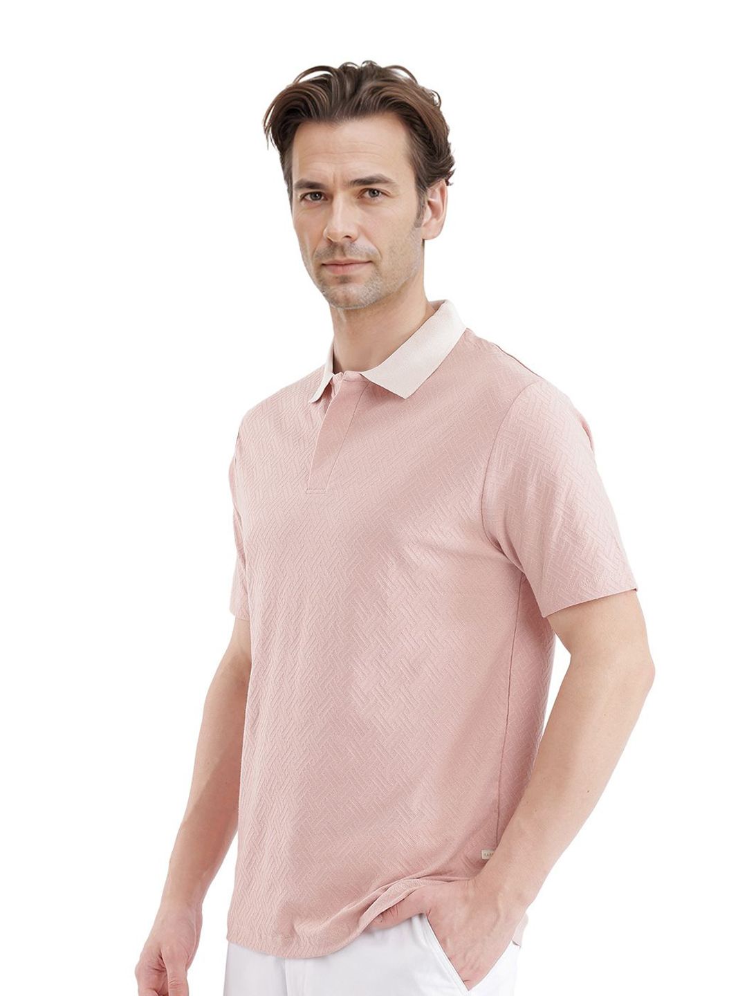 RARE RABBIT Men Solid Polo Collar Cotton T-shirt