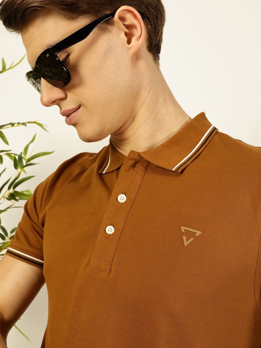 Thomas Scott Men Solid Polo Collar Cotton T-shirt