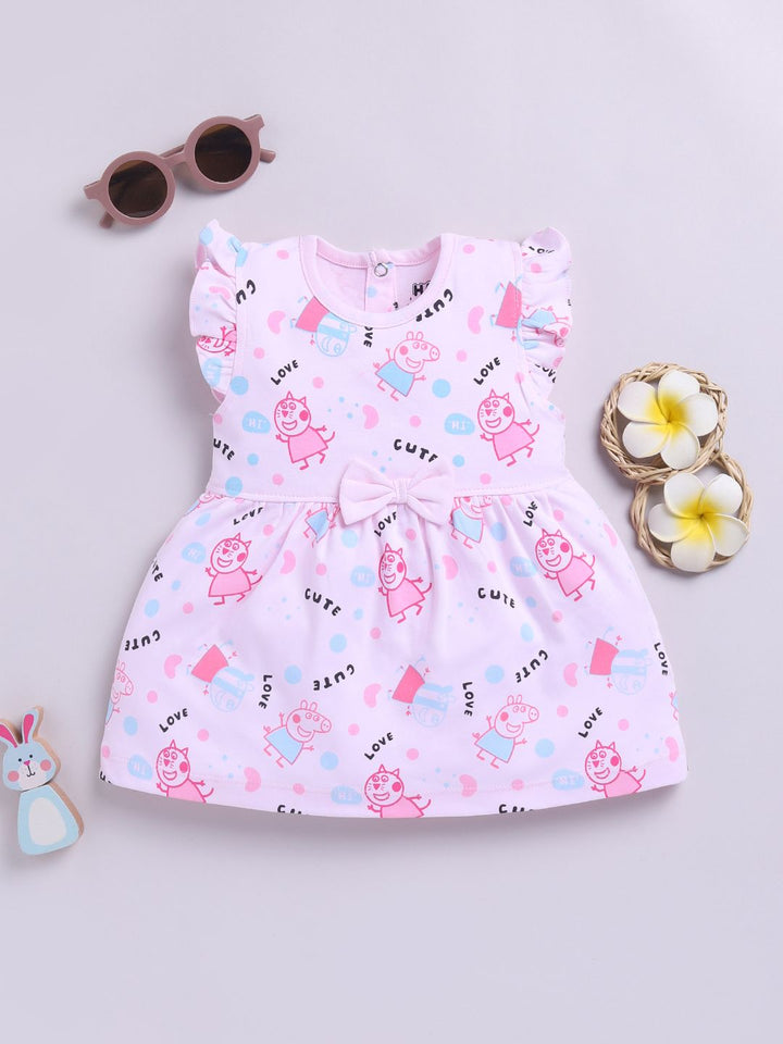 Happy Faces Infant Girls Printed Pure Cotton A-Line Dress