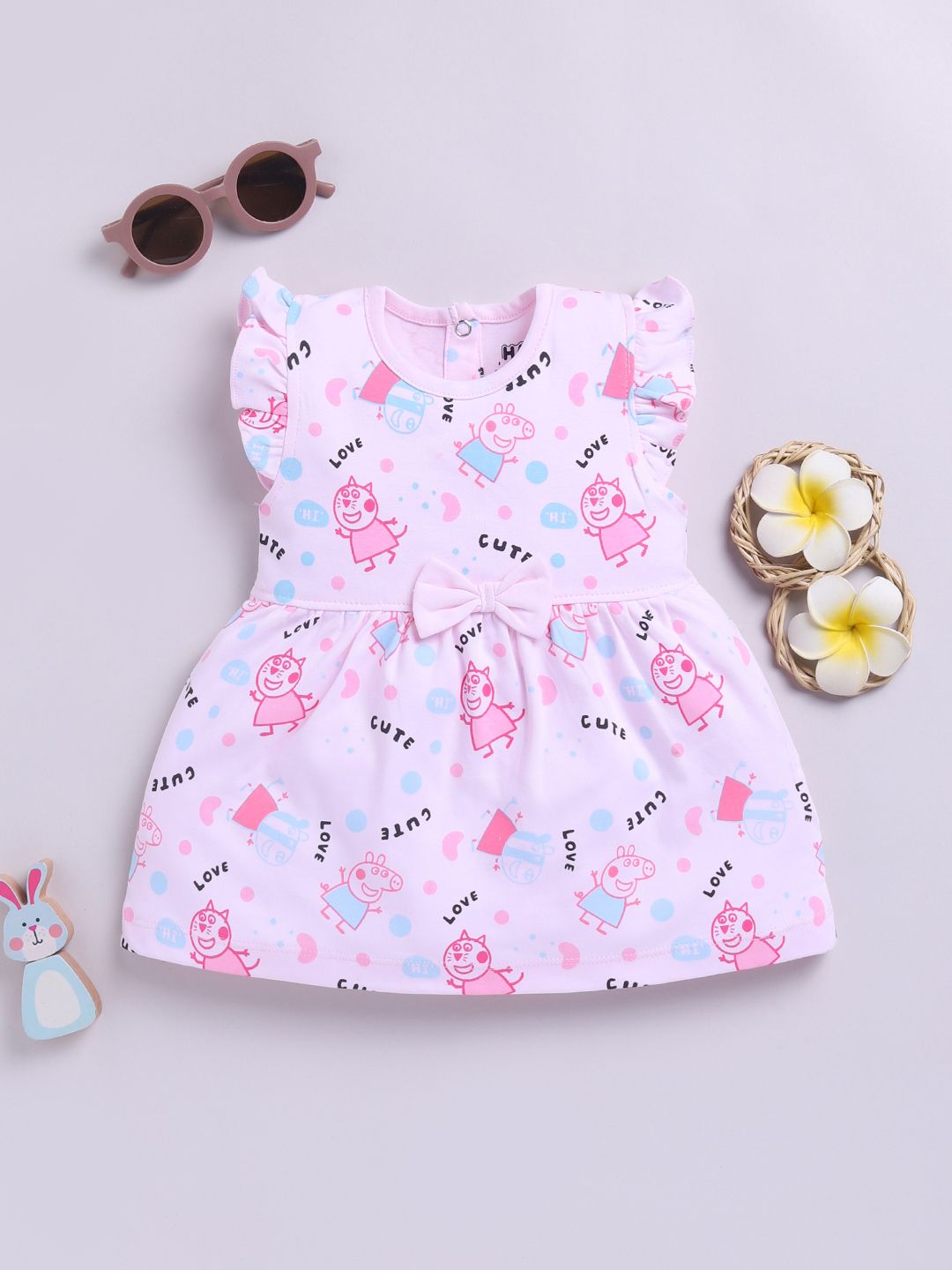 Happy Faces Infant Girls Printed Pure Cotton A-Line Dress
