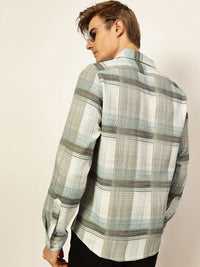 Thomas Scott Men Premium Slim Fit Tartan Checks Opaque Checked Casual Shirt