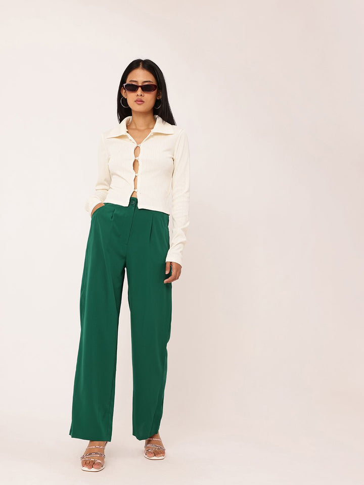 DressBerry Women Emerald Eleganza Straight Fit Trousers