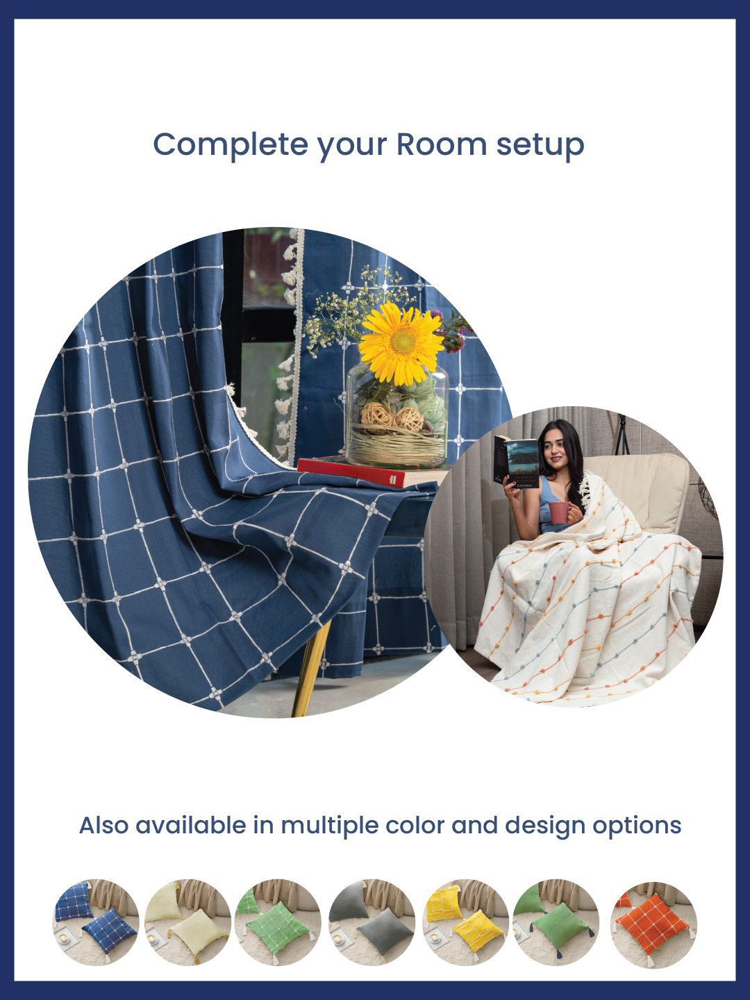 Angkasa Urban Blue & White 2 keping penutup kusyen persegi bersulam