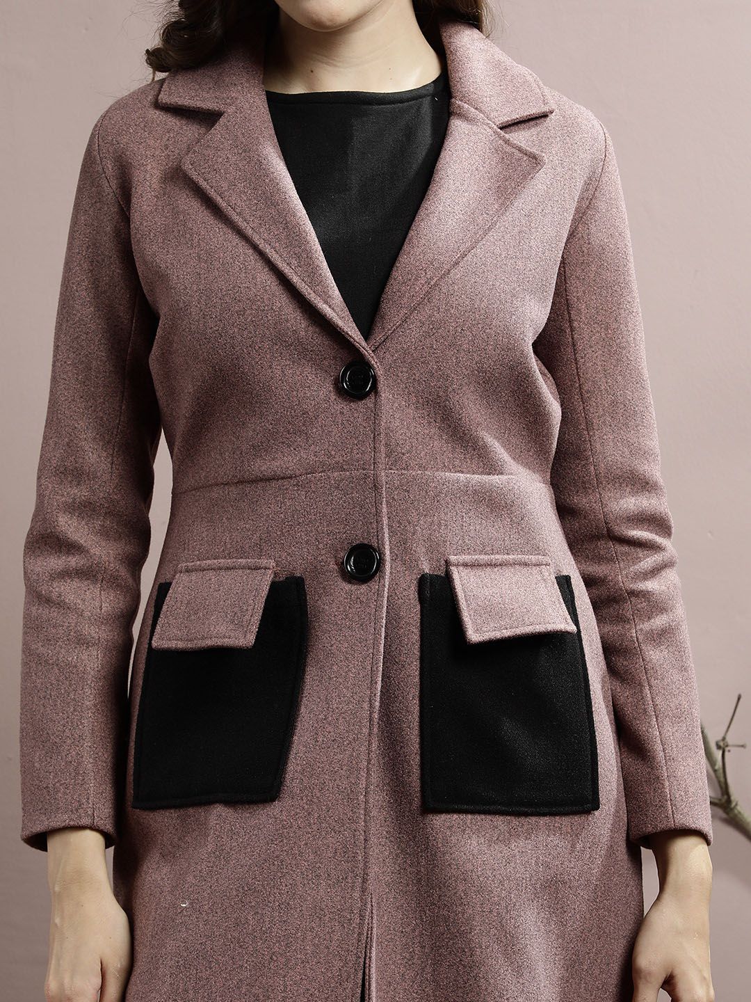 Athena Women Notched Collar Longline Overcoat
