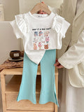 YK Girls Printed Top With Trouser Clothing Set