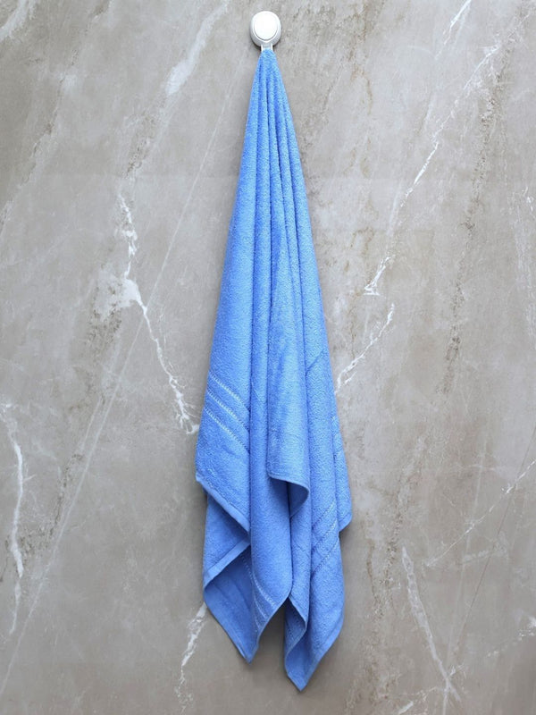 BOMBAY DYEING Flora Blue Pure Cotton 400 GSM Bath Towel