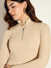 SASSAFRAS High Neck Bodycon Midi Dress