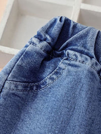 YK Girls Cotton Comfort Skinny Fit Mildly Distressed Light Fade Embellished Jeans