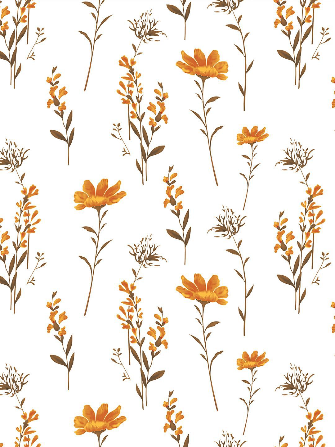 URBAN SPACE Yellow & White 5 Pieces Floral Square Cushion Covers