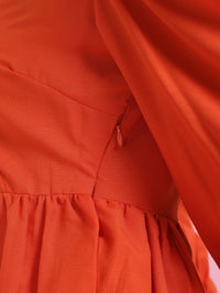 DressBerry Faux Wrap Puff Sleeve A-Line Dress