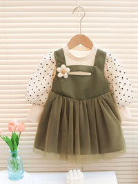 YK Girls Shoulder Straps Fit and Flare Dress With Applique