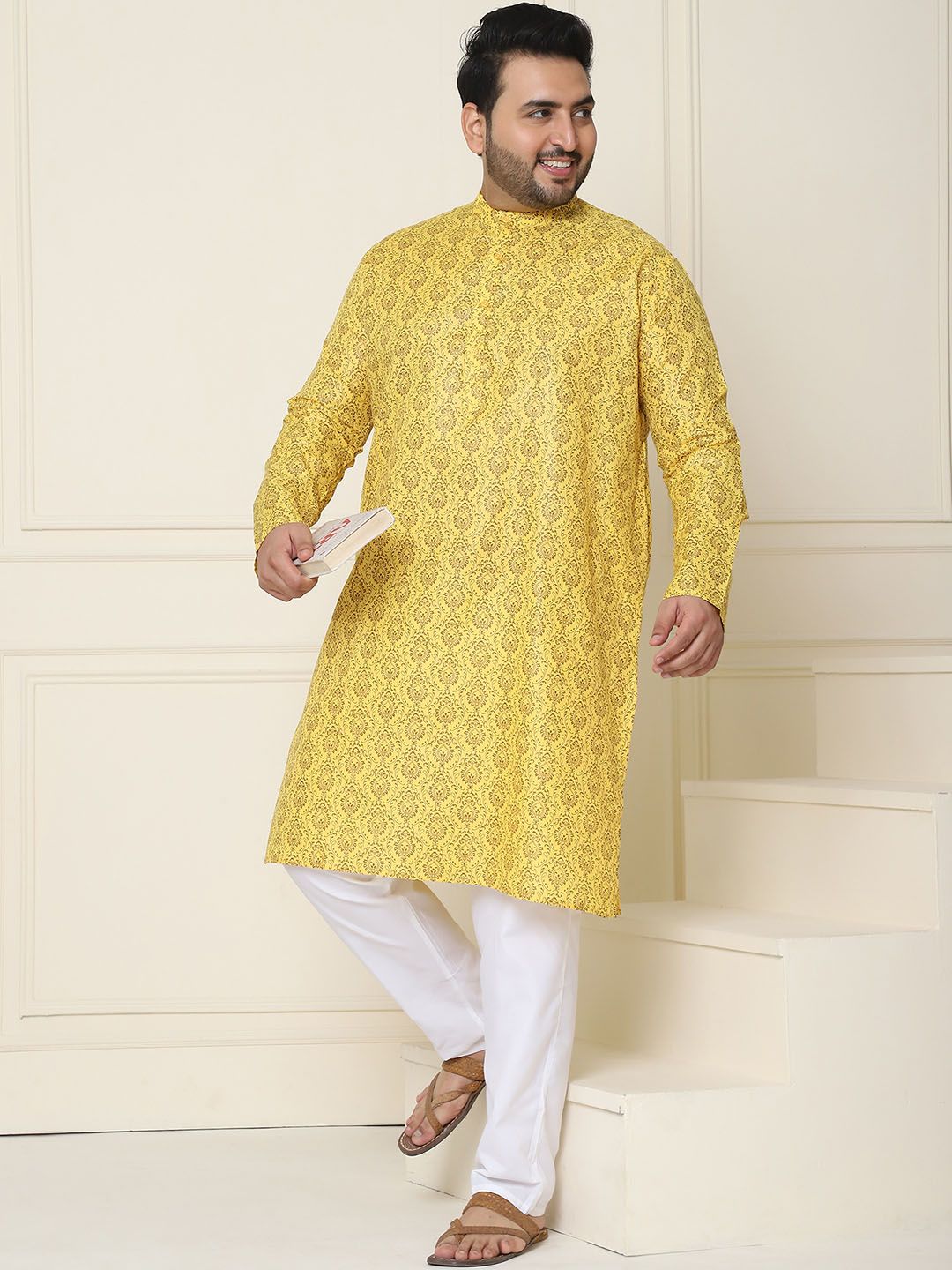 SOJANYA PLUS Floral Printed Mandarin Collar Kurta Lurus Biasa