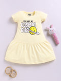 Happy Faces Girls Smiley Print Pure Cotton Fit & Flare Dress