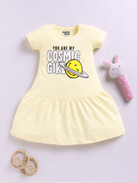 Happy Faces Girls Smiley Print Pure Cotton Fit & Flare Dress