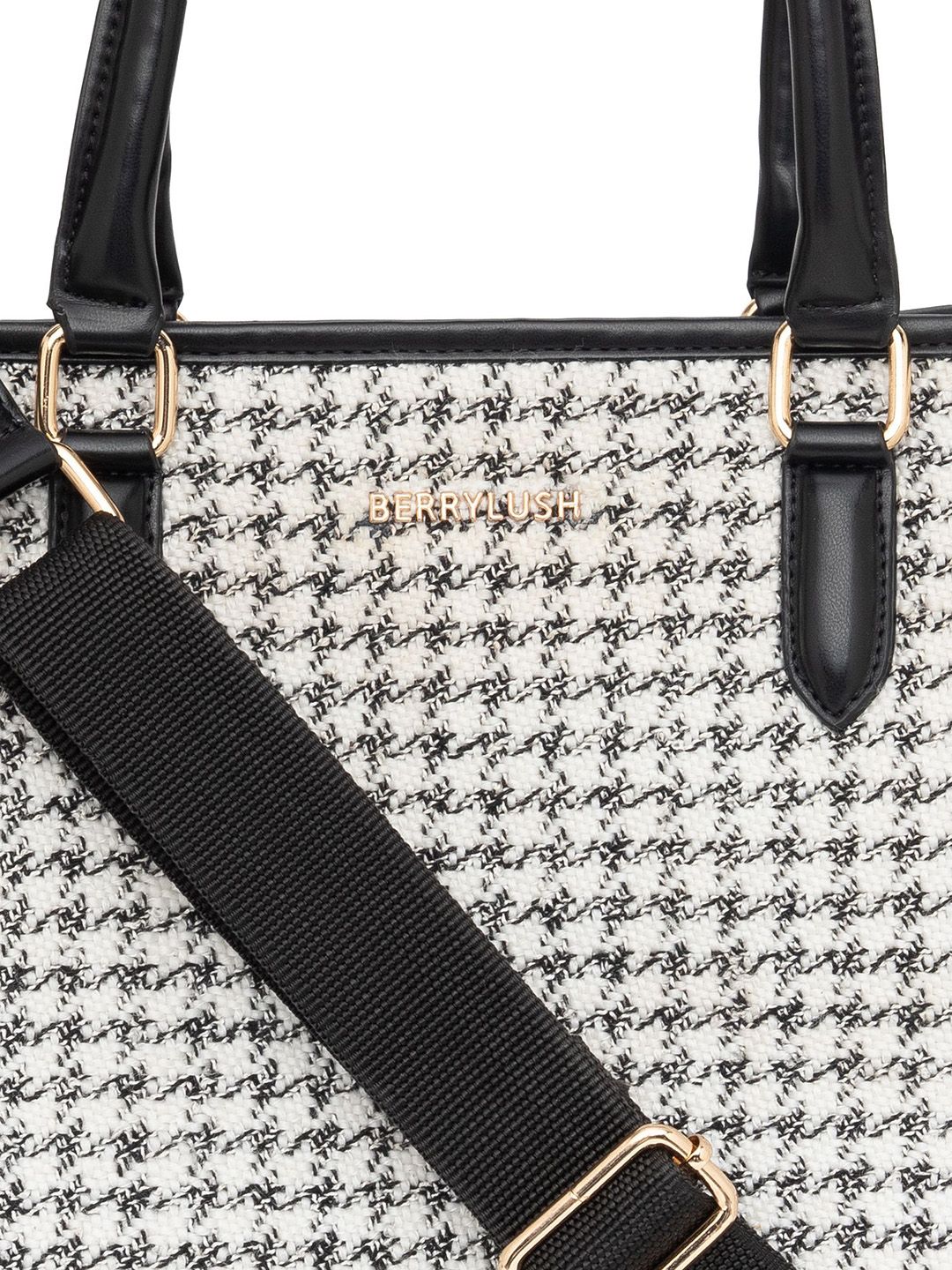 Berrylush Checked Structured Tote Bag with