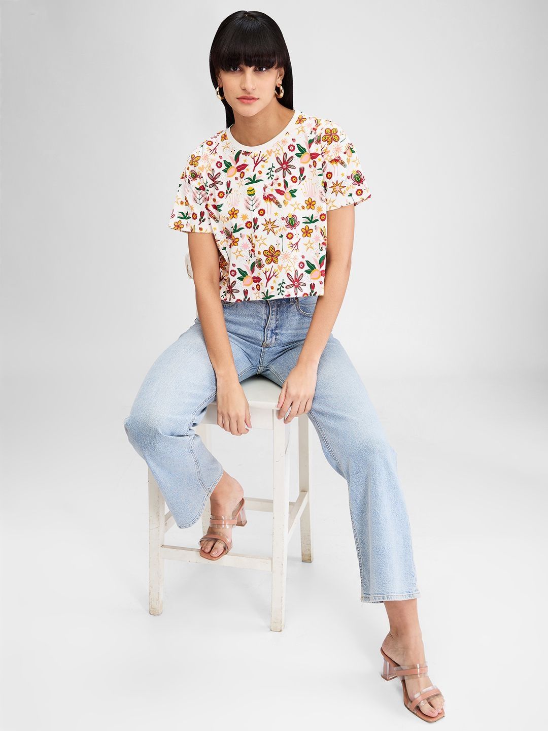 SPYKAR Women Floral Printed Pockets Boxy T-shirt