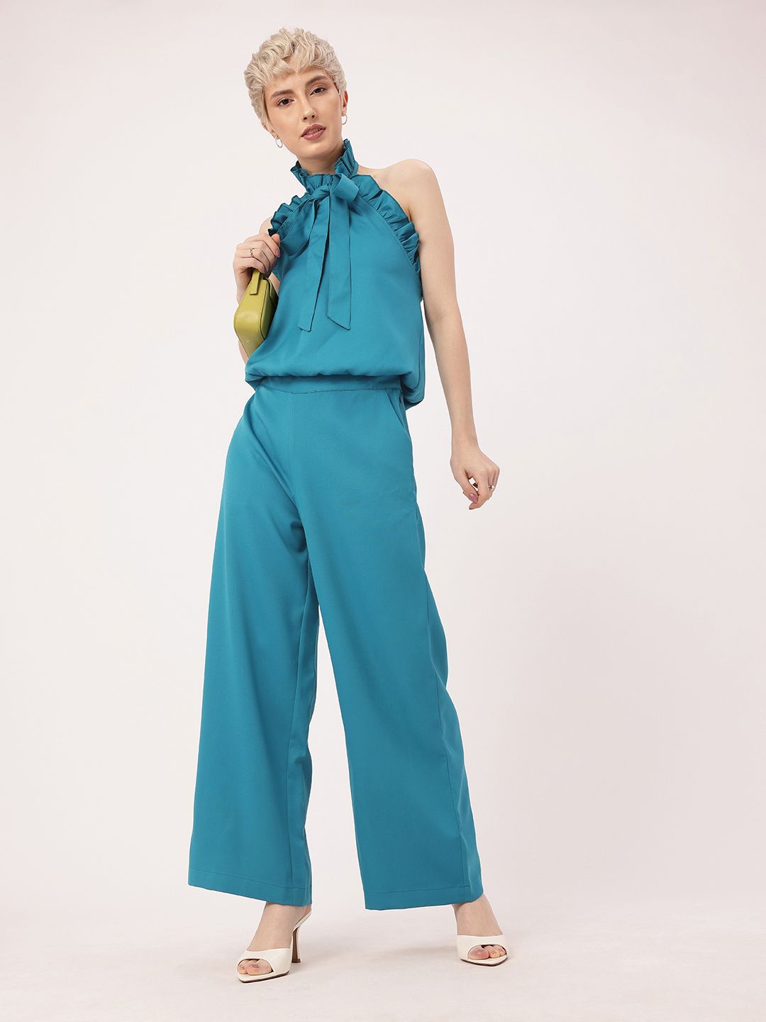 DressBerry Endearing Beauty Halter Neck Ruffle Top & Trousers Co-Ords