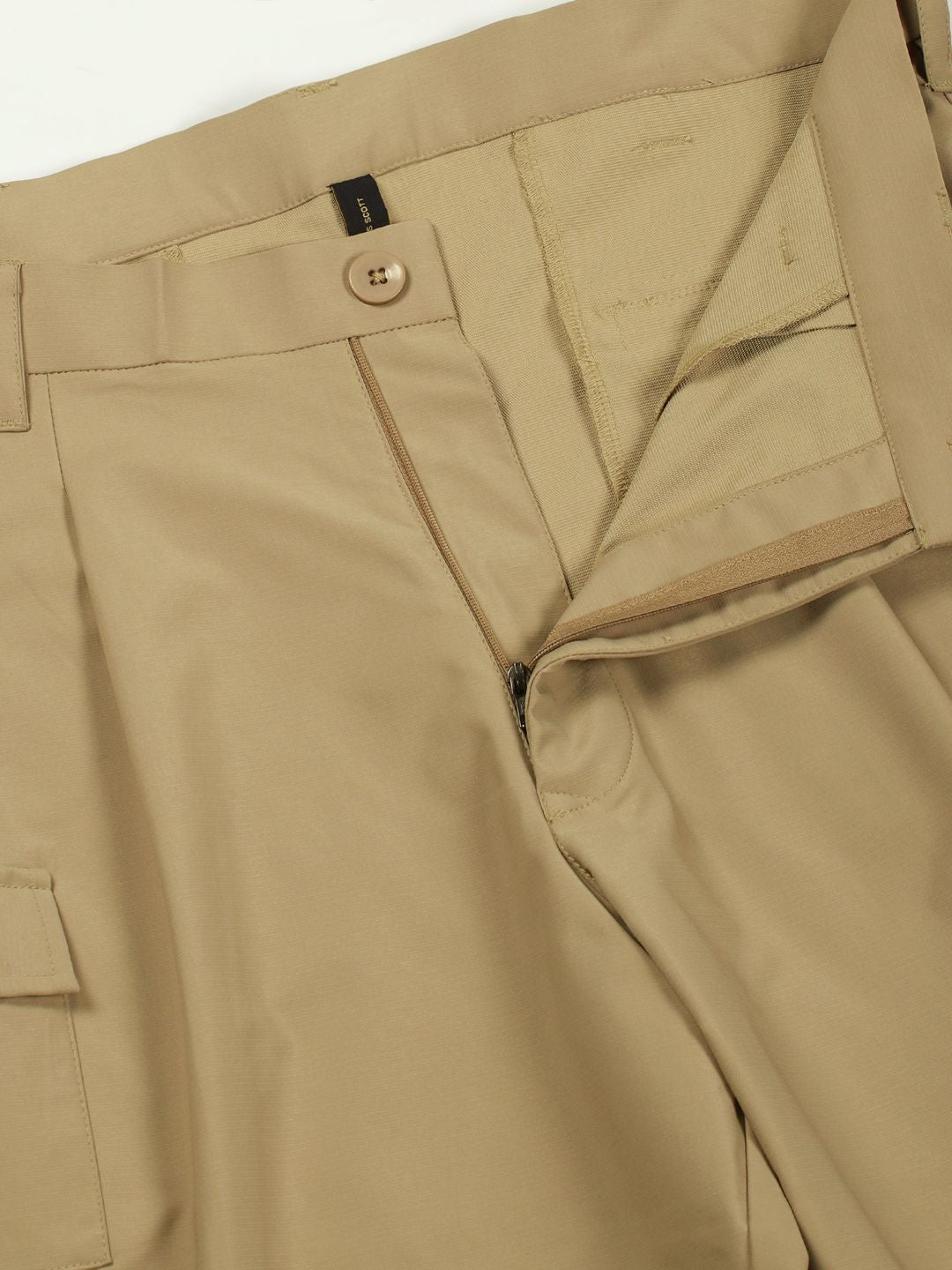 Thomas Scott Men Smart Loose Fit Mid-Rise Easy Wash Pleated Cargos Trousers