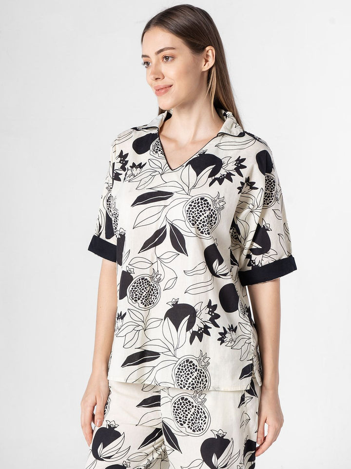 SANSKRUTIHOMES Women Tropical Printed Pure Cotton Night suit