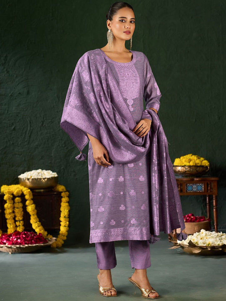 KALINI Women Self Design Thread Work Kurta with Trousers & With Dupatta