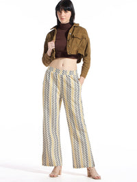 Bewakoof Women Printed Cotton Baggy Relaxed High-Rise Parallel Trousers