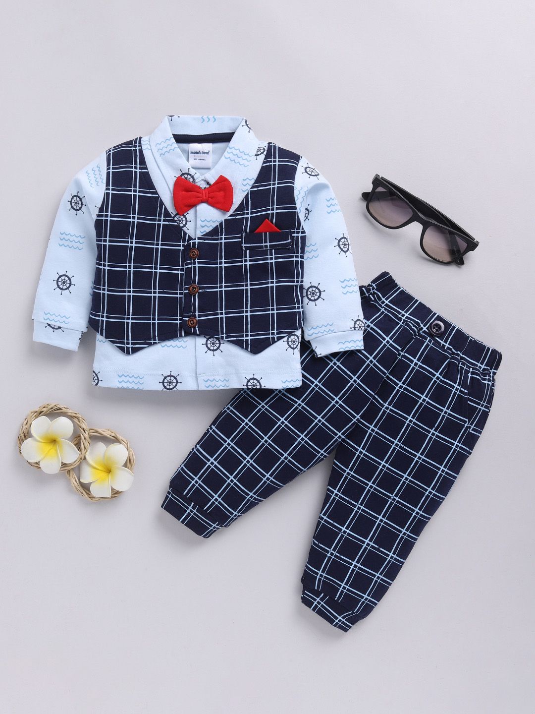 Moms Love Infants Boys Checked Shirt with Trousers