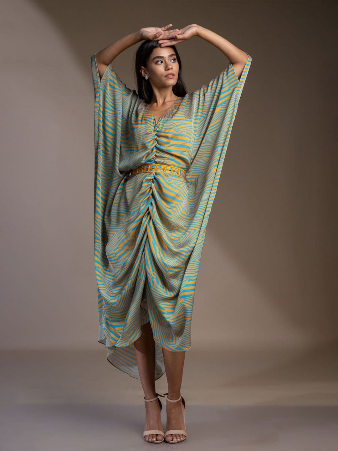 Mamicha Animal Print Georgette A-Line Midi Dress