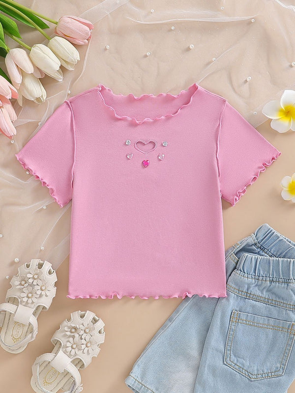 YK Girls Printed V-Neck Pockets T-shirt