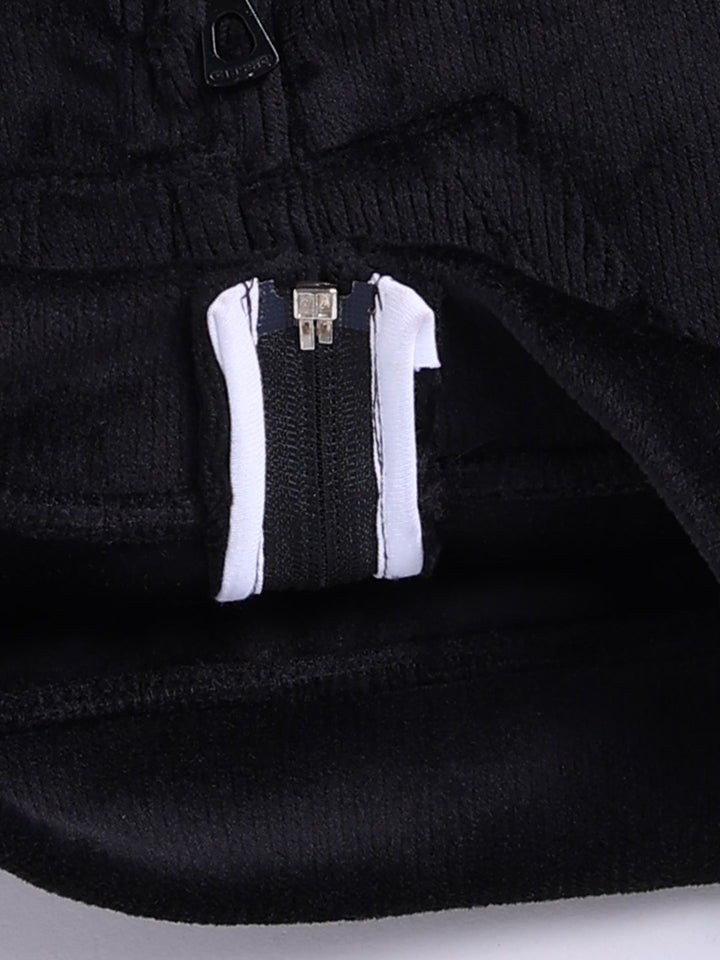 Moms Love Infant Boys Ribbed Velvet-Finish Pure Cotton Hooded Sweatshirt With Joggers