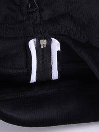 Moms Love Infant Boys Ribbed Velvet-Finish Pure Cotton Hooded Sweatshirt With Joggers