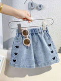 YK Girls Embellished Washed Denim Shorts