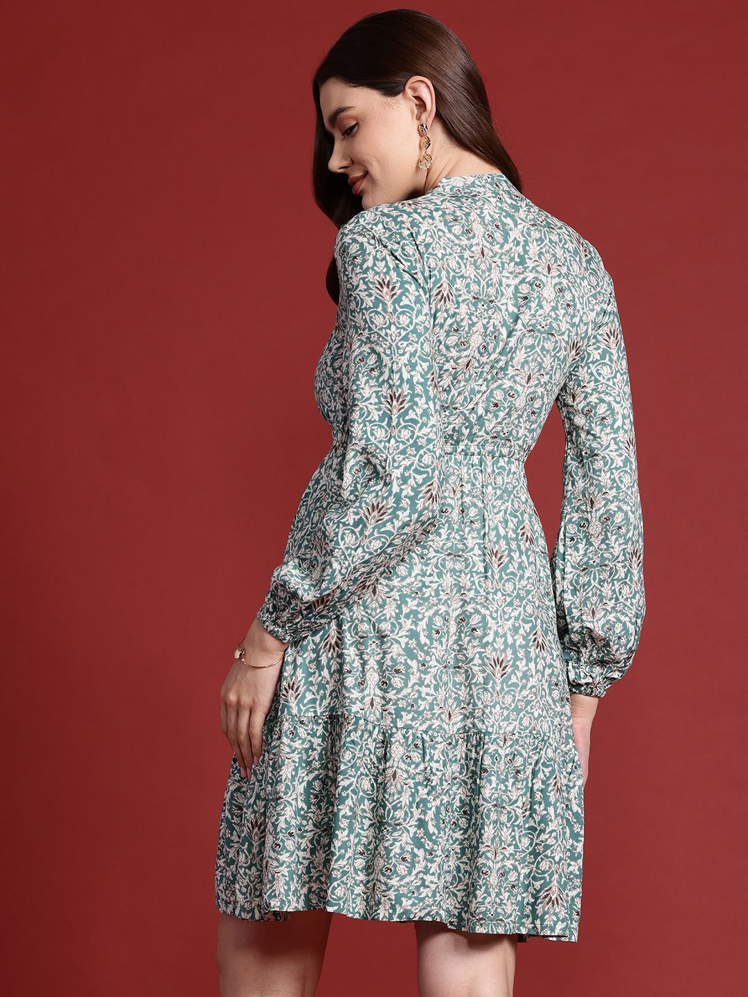 all about you Printed Cinched Waist A-Line Dress