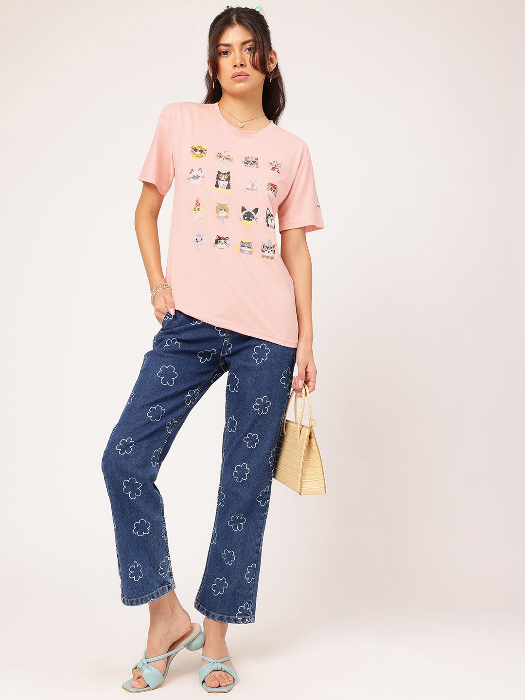 DressBerry Regular Fit Graphic Printed T-shirt