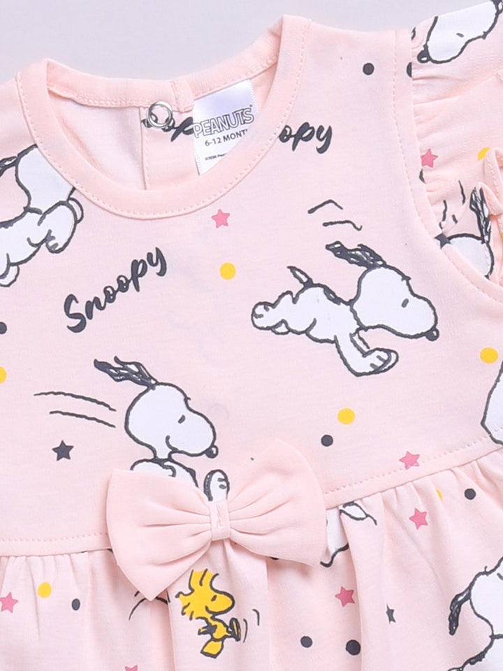 Happy Faces Infant Girls Snoopy Printed Pure Cotton A-Line Dress